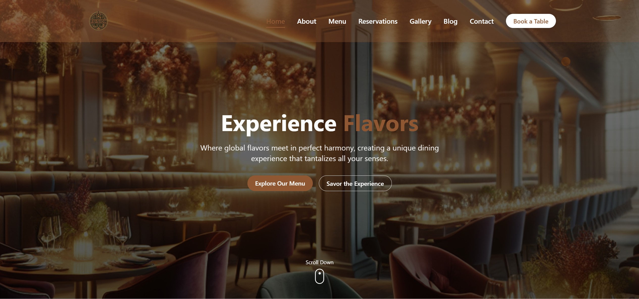 Fusion Restaurant Homepage